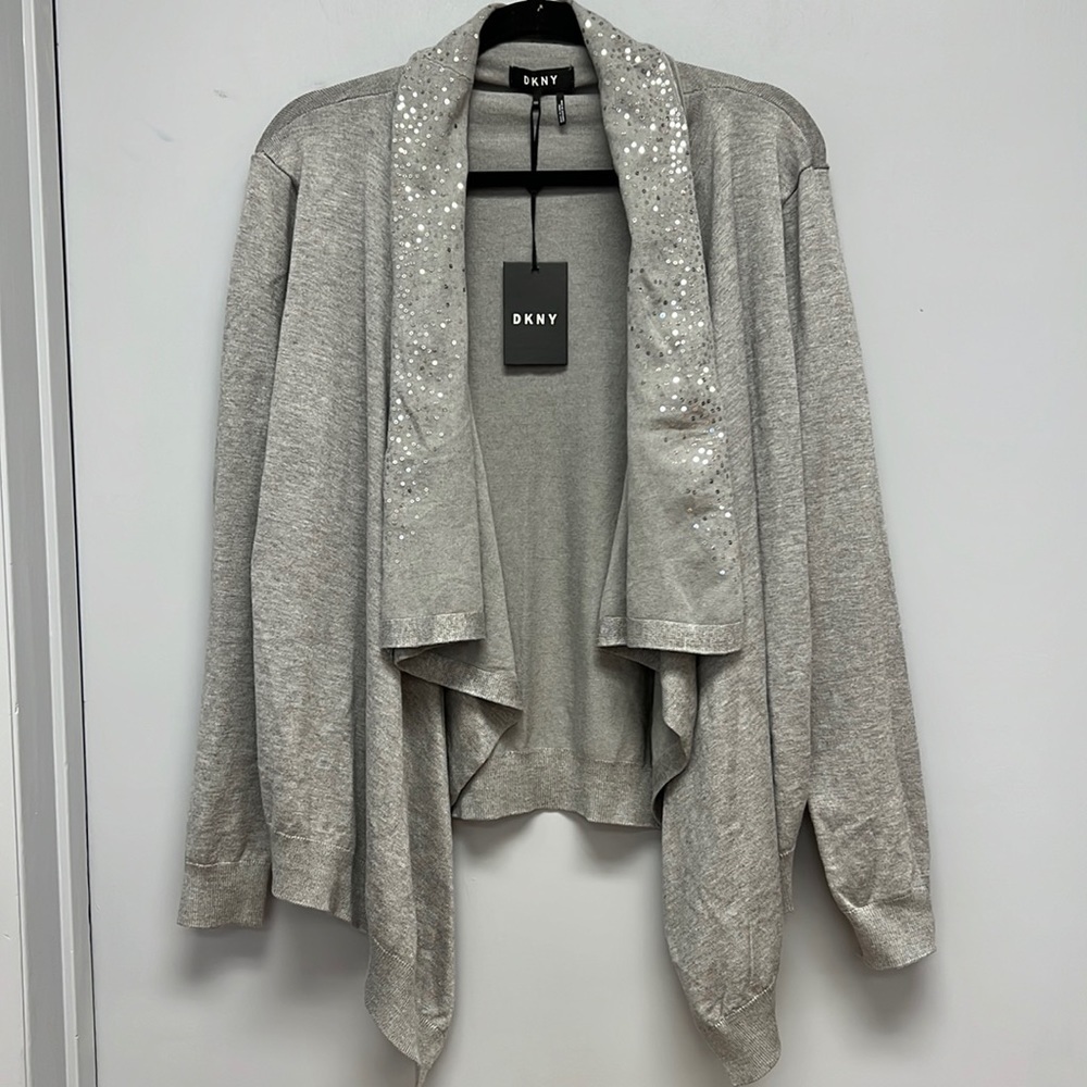 NWT DKNY Open Front Sequined Cardigan
